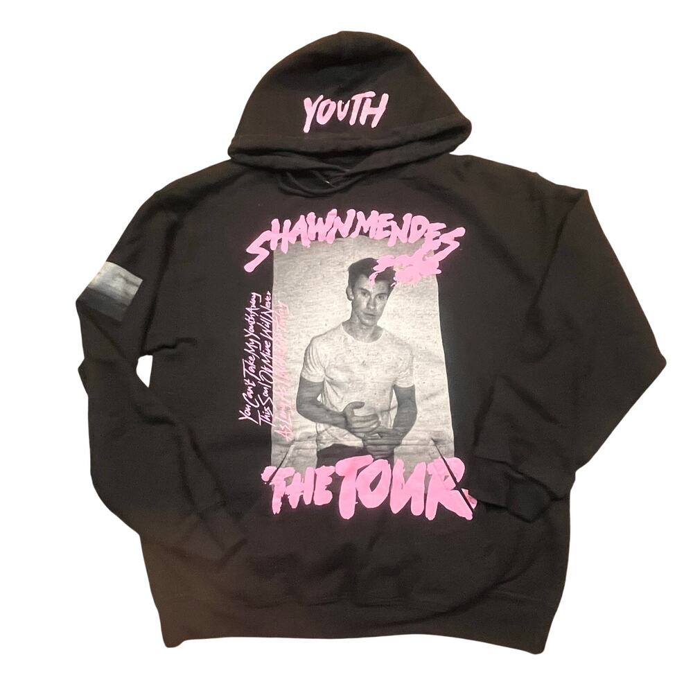 Shawn Mendes 2019 Tour Hoodie Black Pink Graphic Women‎ Medium Concert Merch